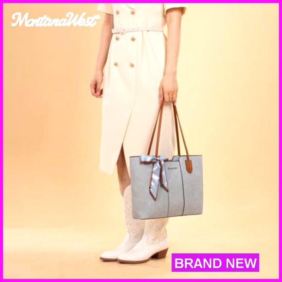 Medium Vegan Leather Tote Satchel Top Handle Shoulder Bag Elegant Chic - Picture 2 of 7